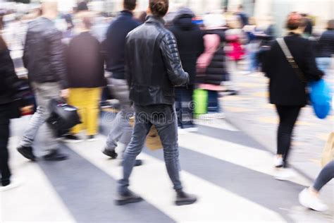 Crowds Of People Crossing A City Street Stock Photo Image Of People