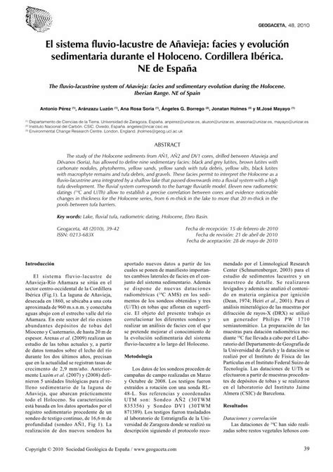 PDF El sistema fluvio lacustre de Aæavieja facies y evolución