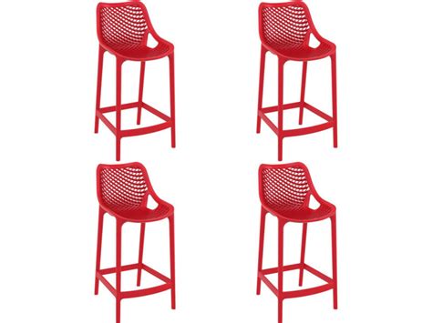 Set Tabouret Grid Air Bar Resol Rouge Fibre De Verre