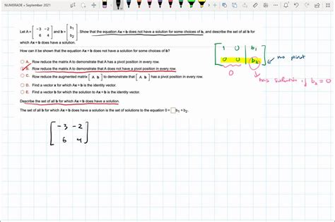 Solved Let A And B Show That The Equation Ax Does Not Have Solution For Possible And