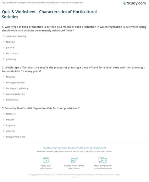 Quiz And Worksheet Characteristics Of Horticultural Societies