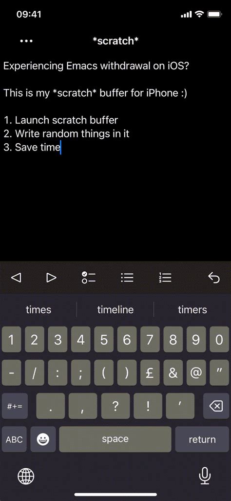 Emacs Lovers Fancy A Scratch Buffer For Your Iphone Sprinkled With Org Mode List Items Its