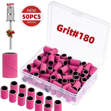 Nails Sanding Bands 180grit For Nail Drill 50pcs Pink With 3 32 Sanding Bit For Natural