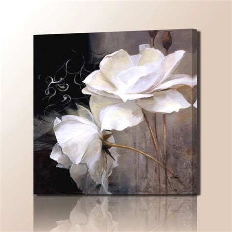 FREE SHIPPING Beautiful White Flower Painting for Wall Decoration ...