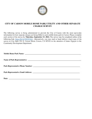 Fillable Online Ci Carson Ca City Of Carson Mobile Home Park Utility