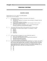 Ch06 Doc Chapter 6 PROCESS COSTING MULTIPLE CHOICE Question Nos 16