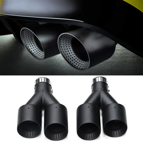 1Pcs Double Matte Black Stainless Steel Car Muffler Exhaust Tip System