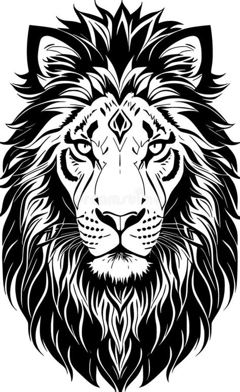 Black and White Illustration of Lion Stock Illustration - Illustration ...