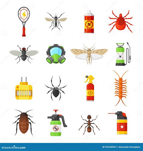 Pest Control Vector Icons On White Background Stock Vector