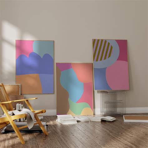 Er Set Abstrakte Pastell Bunte Drucke Wand Kunst Er Set D Nische