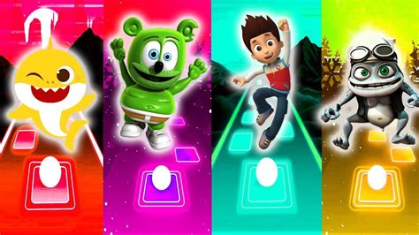 Baby Shark Vs Gummy Bear Vs Ryder Vs Crazy Frog In Tiles Hop Edm Rush