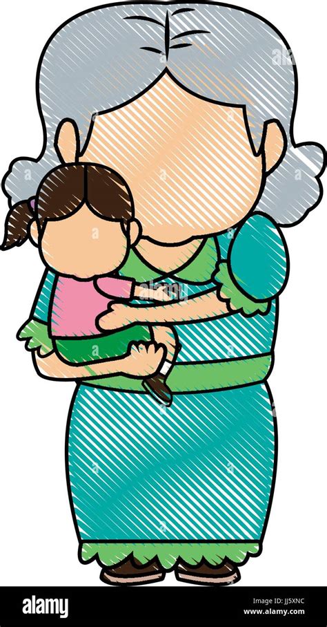 Grandmother Granddaughter Drawing Together Stock Vector Images Alamy