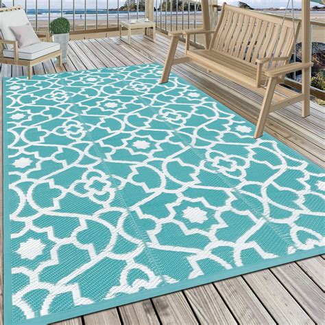 Meyjey 6x9 Outdoor Rug Reversible Plastic Straw Area Rug For Patio