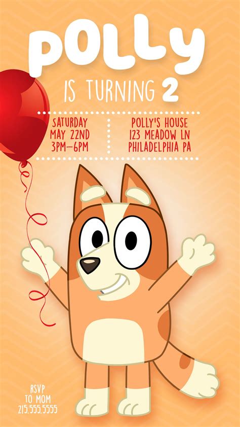 Bluey Invitation Bluey Bingo Birthday Party Bluey Birthday Invite