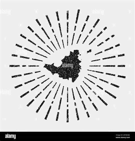 Vintage Map Of Saint Martin Grunge Sunburst Around The Island Black