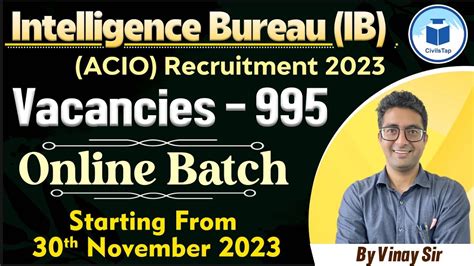 IB ACIO 2023 Notification Out 995 Vacancies Civilstap YouTube