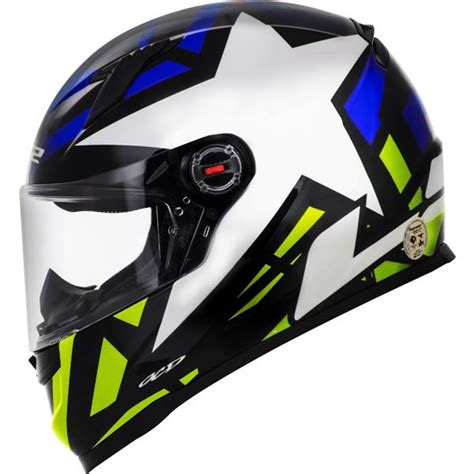 Capacete LS2 FF358 Starwar Azul Amarelo Fluor Grid Motors