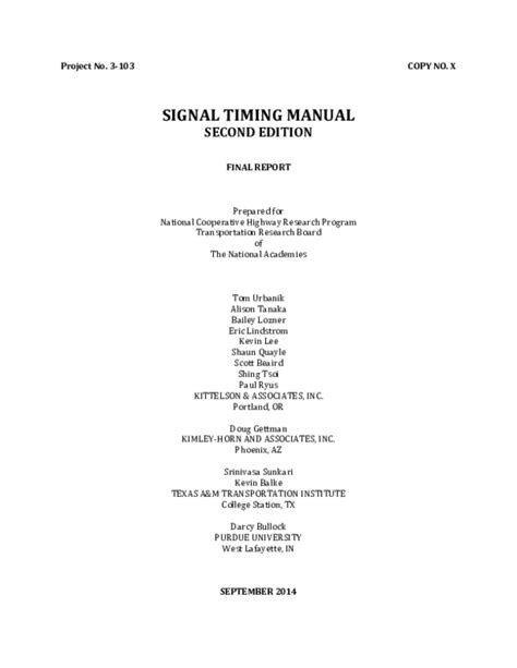 Pdf Signal Timing Manual Second Edition Tom Urbanik