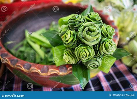 Green Flowers Made From Pandan Leaves Stock Photo Image Of Extracts