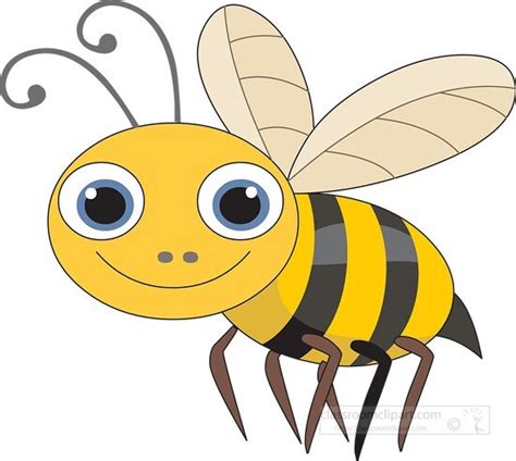 Insect Clipart Cute Flying Bee Cartoon Clipart