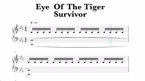 Survivor Eye Of The Tiger Sheet Music Youtube