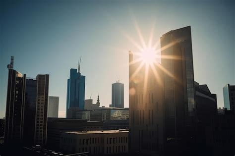 Premium AI Image | A view of the frankfurt skyline from the roof of a hotel