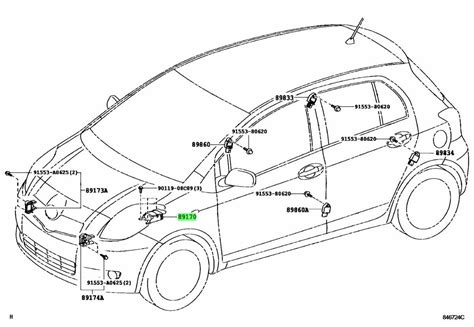 Visual Guide To The 2007 Toyota Yaris Body Parts Layout