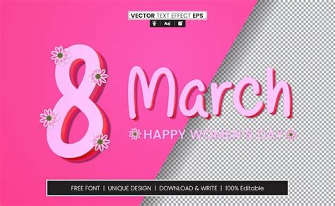 Premium Vector Womens Day D Text Effect Fully Editable