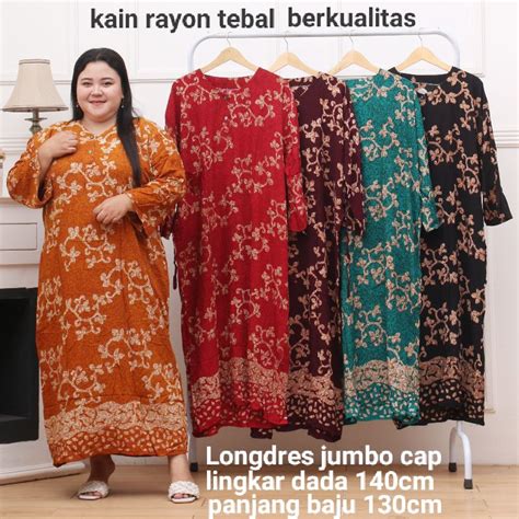 Jual Daster Lengan Panjang Longdres Jumbo Cap Kain Rayon Tebal