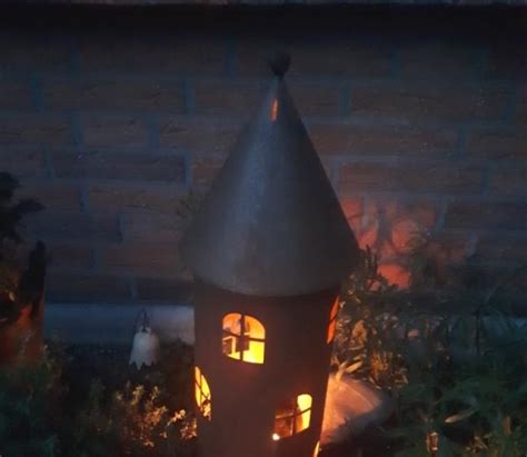 Windlicht Turm Gartendeko Edelrost Lichthaus Rund