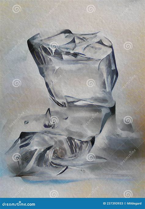 Ice Cube Pencil And Ink Drawing Stock Illustration Illustration Of