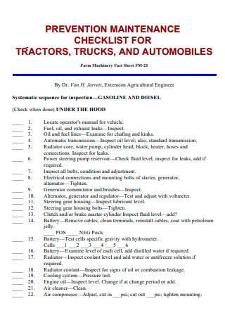 Sample Truck Maintenance Checklist 3 IN PDF