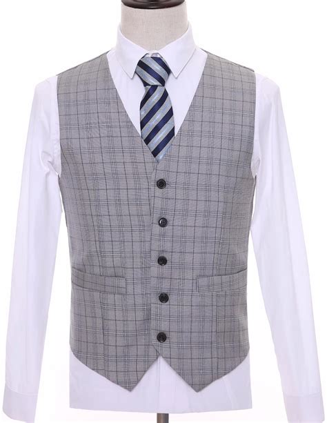 Farm Wedding Vintage Grey Plaid Men Vests Custom Made Groom Vest Mens