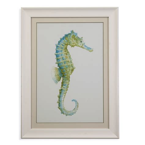 Bassett Mirror Watercolor Seahorse I Framed Painting Print Seahorse