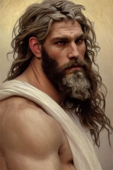 Painted Portrait Of Rugged Zeus God Of Thunder Greek Stable Diffusion