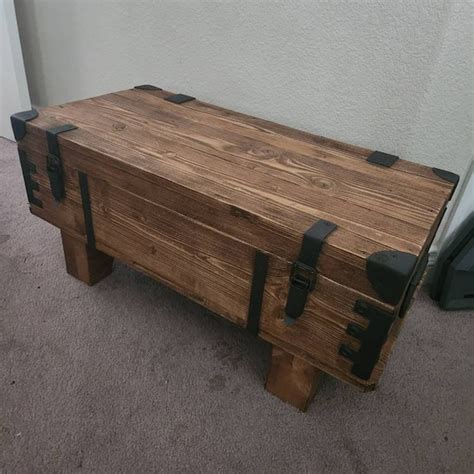 Wooden Rustic Coffee Table Chest Storage Box Unique End Sofa Table ...