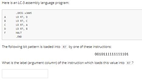 Solved Here Is An Lc Assembly Language Program A B C D F Chegg