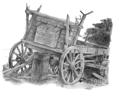 Covered Wagon Drawing By Scott Parker