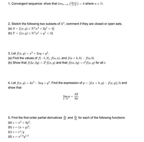 Solved 1 Convergent Sequence Show That Limn 3n 1n 2 3 Chegg