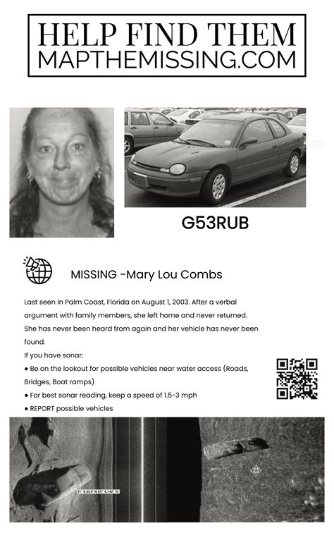 Mary Lou Combs - Missing in Palm Coast FL since 2003 with her vehicle