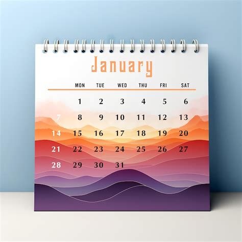 Calendario De Escritorio Con Textos En Color En Ingl S Archivo Psd