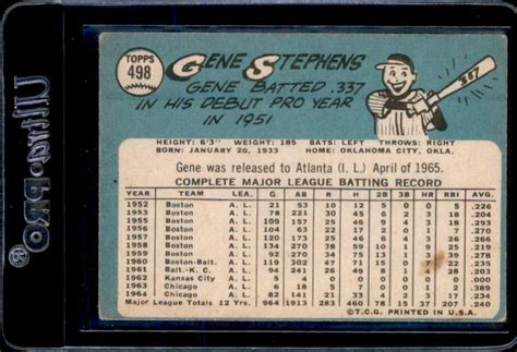 Gene Stephens Chicago White Sox Topps Autographed Signed