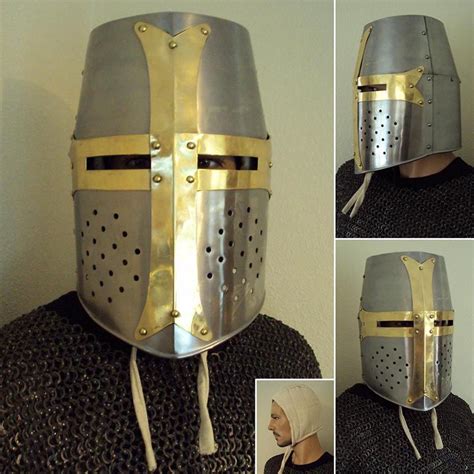 Crusaders Great Helm With Brass Cross