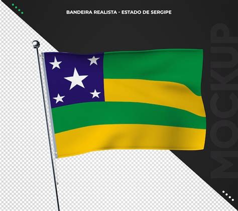 Bandeira do Estado Brasileiro 3d realista Sergipe Brasil PSD Grátis