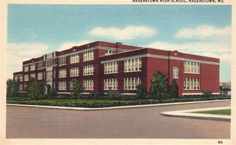 Vintage Postcard 1920s View Of Hagerstown High School Building