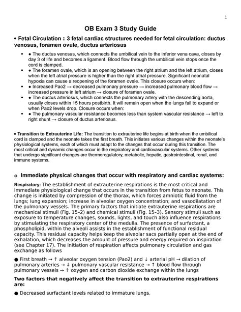 OB Exam 4 SG OB Study Guide OB Exam 3 Study Guide Fetal Circulation