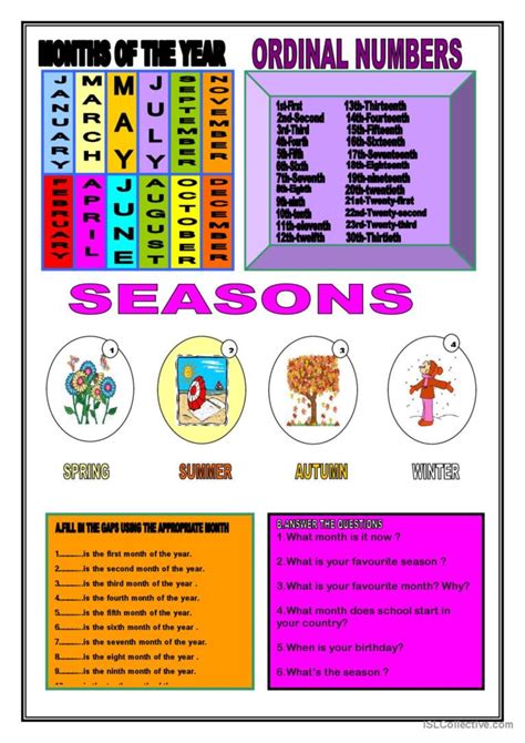 Months Of The Year Ordinal Number English ESL Worksheets Pdf Doc