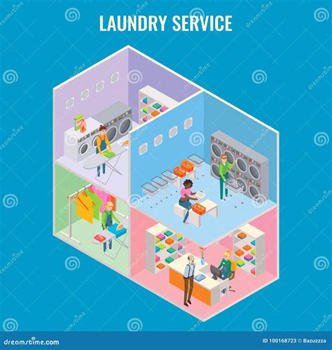 Vector D Isometric Laundry Service Concept Illustration Stock Vector