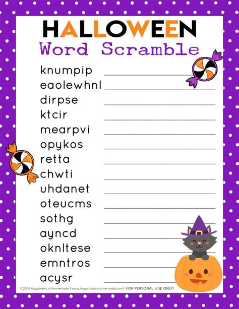 Halloween Word Scramble Worksheet Answers 2022 – Get Halloween 2022 ...