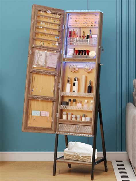 Kasibie Standing Jewelry Armoires Jewelry Organizer With Full Length